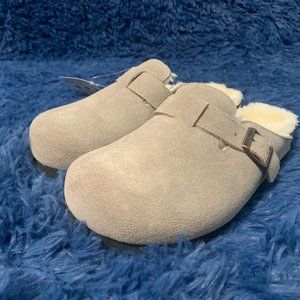 Birkenstock Boston Clog Shearling Size 40 (Woman's 9) Taupe